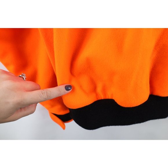 Vintage Cabelas Large Spell Out Soft Cloth Hunting Bomber Jacket Blaze Orange - Picture 14 of 14